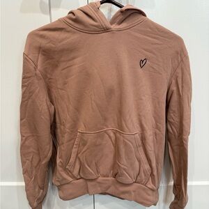 H&M Tan Hoodie with Heart Embroidery